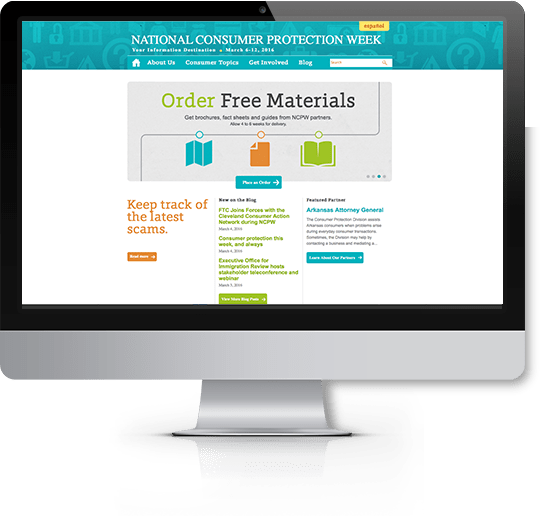 screen shot of national consumer protection week website on computer