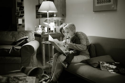 Grandma reading to small child